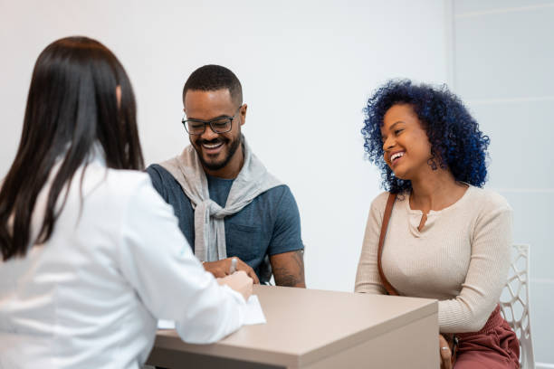 couple, young, consultation, doctor, clinic
